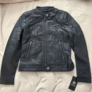 Women’s Black Genuine Leather Moto Jacket – Whet Blu – Size S (NWT)